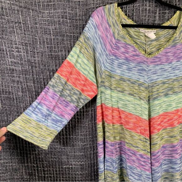 TWO-ONE-TWO Women's Lightweight V-Neck 3/4 Sleeve Multi-Color Tunic XL #903 - Picture 2 of 7